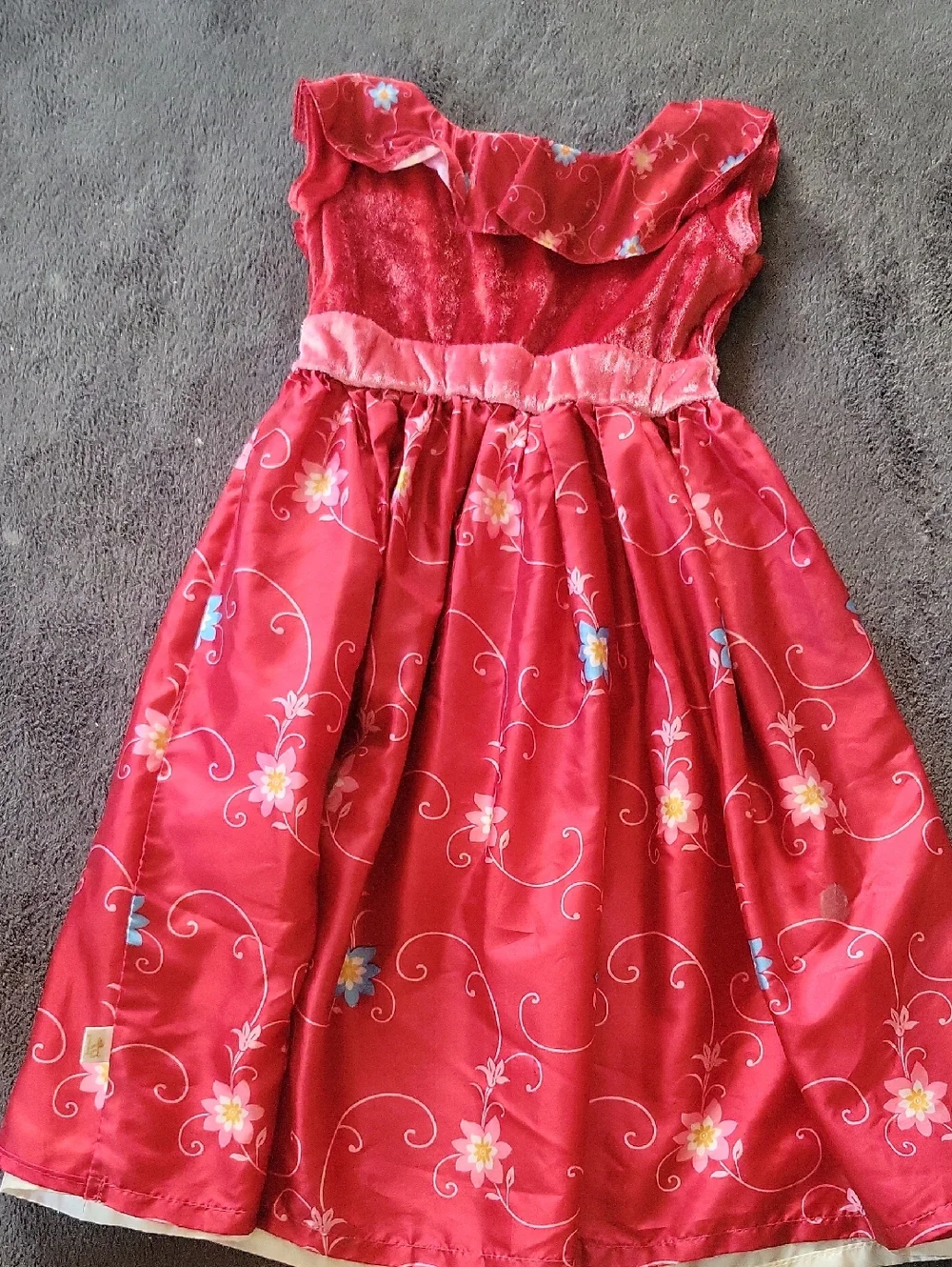 Girls Red Floral Ruffle Princess Costume Dress - Kids